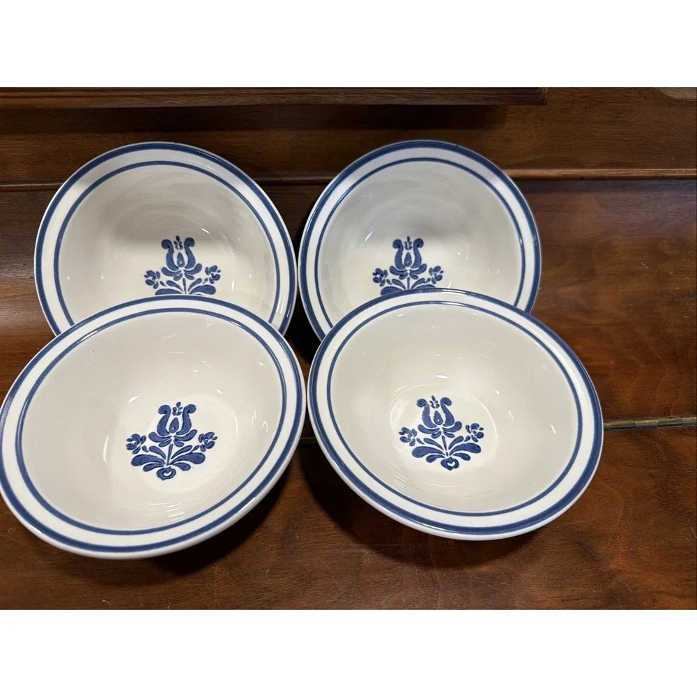 Pfaltzgraff Village Stoneware Bowl Soup Salad Blue Floral 6